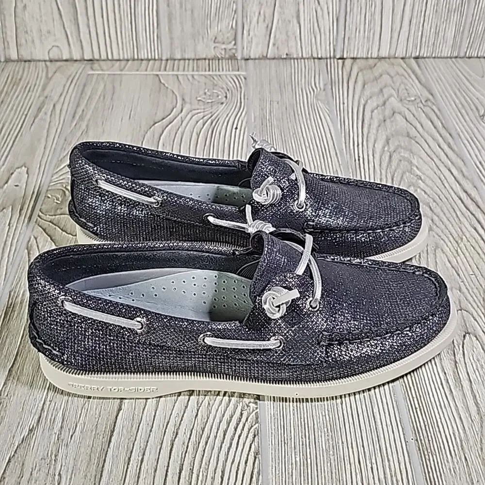 Sperry Vida Metallic Silver Boat Shoes Loafers Womens Size 6.5 NEW